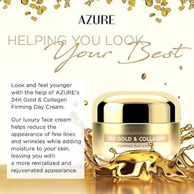 AZURE DERMATOLOGIST TESTED 24K GOLD & COLLAGEN FACE MOISTURIZER - K BEAUTY ANTI-AGING FACE CREAM FOR FIRMING & SKIN TIGHTENING FACE CREAM - KOREAN SKINCARE - ALL SKIN TYPE 1.69 FL OZ - Image 3